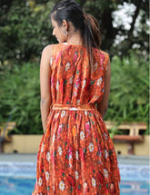 Satin pleated dress